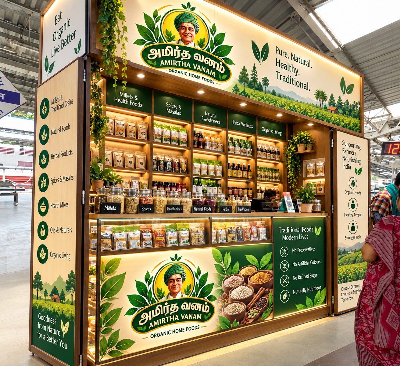 Interior of a 1,000 sq.ft. Amirtha Vanam self-service organic market